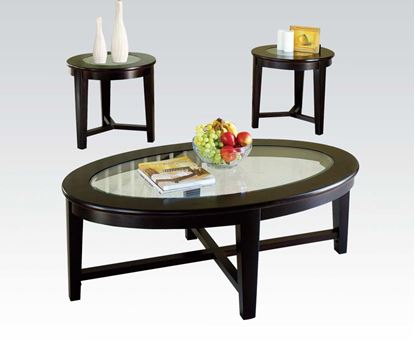 Picture of Espresso Finish 3 Pcs. Glass Top Coffee End Table Set