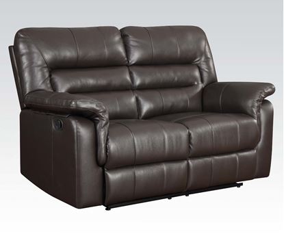 Picture of Modern Dark Brown Bonded Leather Motion Loveseat 