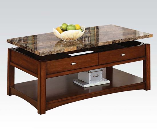 Picture of Jas Cherry Coffee Table with Faux Marble Lift Top
