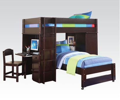 Picture of Lars Collection Wenge Finish Twin Loft Bed with Bottom Bed