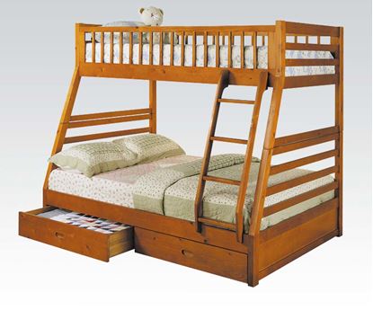 Picture of Jason Oak Twin/Full Bunk Bed with Drawers