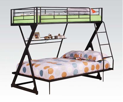 Picture of Zazie Sandy Black Finish Twin/Full Bunk Bed W/Bookshelf 