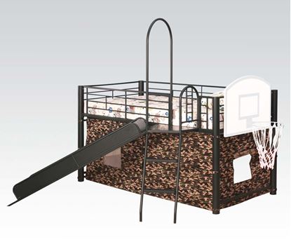 Picture of Modern Green Loft Bed w/Slide & Ladder 