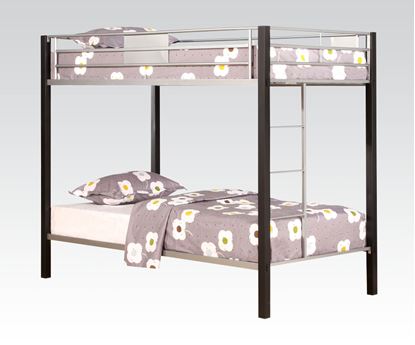 Picture of Modern Silver Brown Coffee Twin Twin Bunk Bed 
