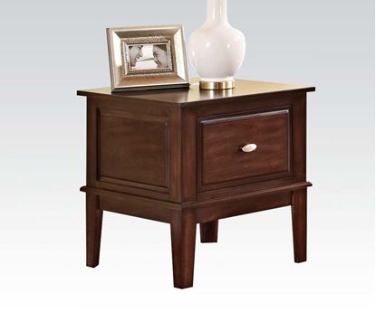 Picture of Mahir Walnut Finish Wood Square End Table with Storage Drawer
