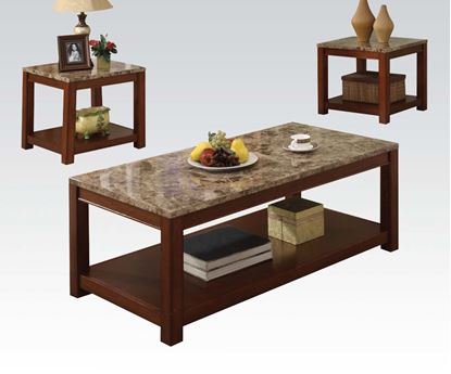 Picture of Bologna Faux Marble Top 3 PCs. Coffee and End Table Set