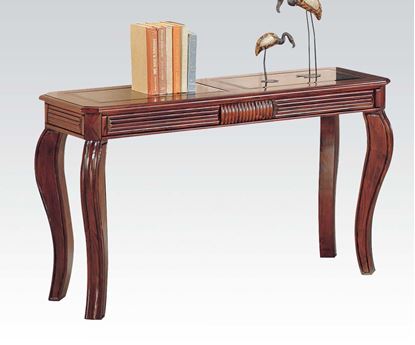 Picture of Furniture Overture Cherry Sofa Table with Square Center Glass Top