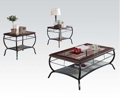 Picture of Nansen Cherry Finish and Slate Insert 3PC Coffee/End Table Set