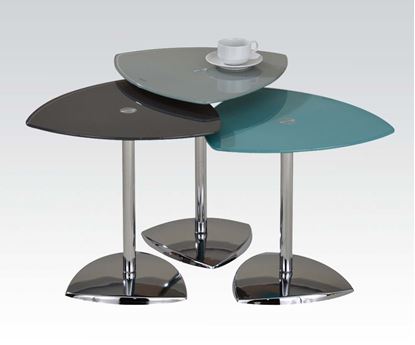 Picture of Gray & Turquise Glass Top Nesting Table Set
