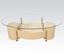 Picture of Glass Top Coffee Table w/2 Ottomans in Cream PU