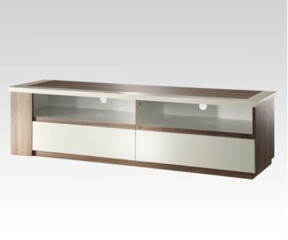 Picture of Kilee Collection Modern Styled White and Wood Grain TV Stand