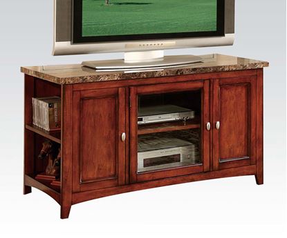Picture of Finely Cherry TV Stand with Faux Marble Top