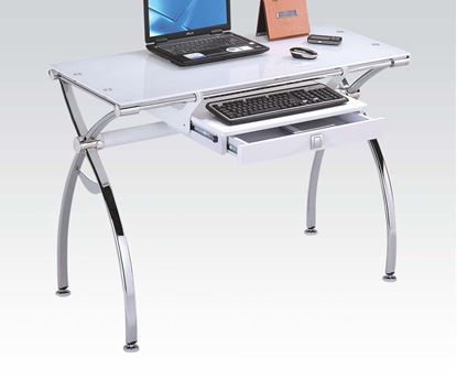 Picture of Retro Computer Desk with White Tempered Glass Top