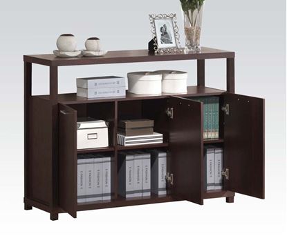 Picture of Contemporary Espresso Executive Cabinet  With 3 Doors and Open Shelf