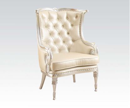 Picture of Silver Frame Accent Chair (W/Beige Pu)