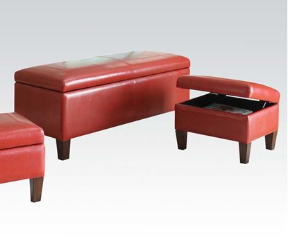 Picture of Ibrahim Red Leather Like Storage Bench & Ottomans