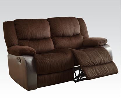 Picture of Bernal Chocolate Corduroy & PU Recliner Loveseat