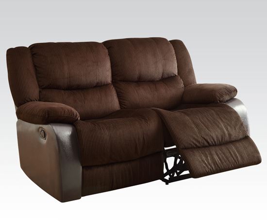 Picture of Bernal Chocolate Corduroy & PU Recliner Loveseat