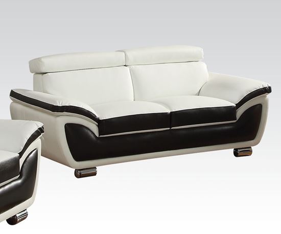 Picture of Olina White/Coffee Bonded Leather Match Loveseat 