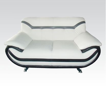 Picture of Modern Rozene White Black Bonded Leather Sofa 