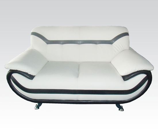 Picture of Modern Rozene White Black Bonded Leather Loveseat 