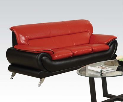 Picture of Orel Red and Black Bonded Leather Sofa 