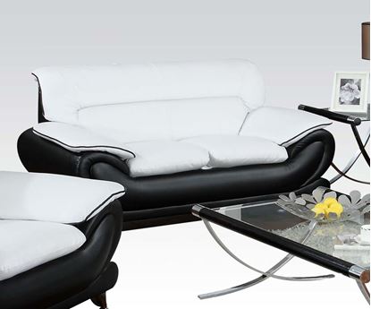 Picture of Orel Black White Bonded Leather Loveseat 
