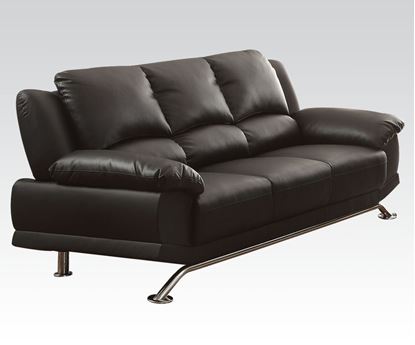 Picture of Modern Black Bonded Leather Match Sofa 
