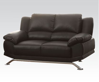 Picture of Modern Black Bonded Leather Match Loveseat 