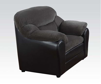 Picture of Connell Dark Grey Corduroy and Espresso Bycast Chair by