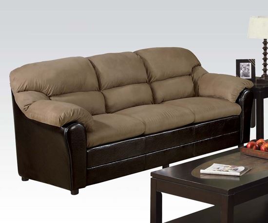 Picture of Saddle Microfiber Espresso Bycast PU Sofa