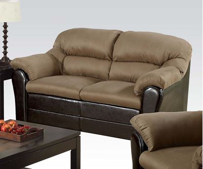 Picture of Saddle Microfiber Espresso Bycast PU Loveseat