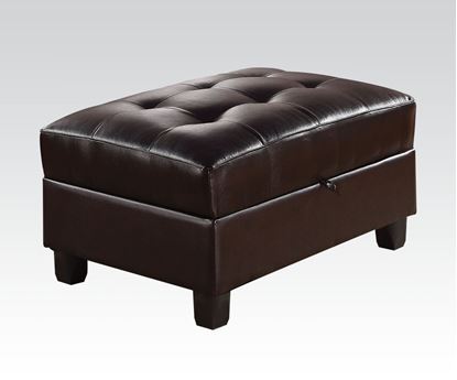 Picture of Kiva Espresso Bonded Leather Match Ottoman w/ Storage