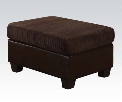 Picture of Connell Chocolate Corduroy Espresso PU Ottoman