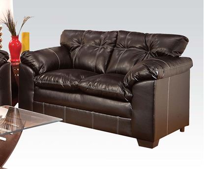 Picture of Contemporary Hayley Chocolate Bonded Leather Upholstered Loveseat