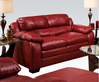Picture of Contemporary Jeremy Padded Bonded Leather Red Loveseat 