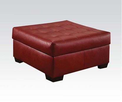 Picture of Bonded Leather Pillow Top Ottoman in Cardinal Finish