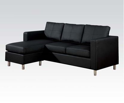 Picture of Kemen Modern Black Bycast PU Reversible Chaise Sectional Sofa Set