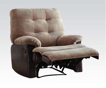 Picture of Layce 2 Tone Camel Morgan Fabric/ Leather Like Vinyl Motion Recliner