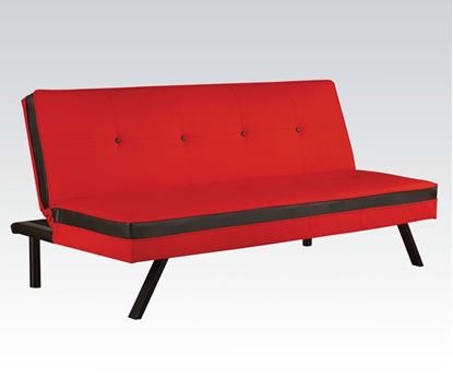 Picture of Modern Red Black PU Adjustable Sofa Bed Futon Sleeper
