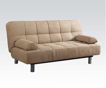 Picture of Cybil Black Microfiber Adjustbale Futon Sofa with Pillows