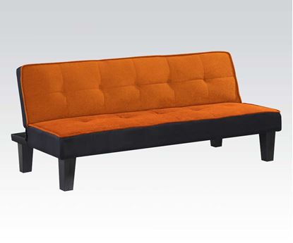 Picture of Upholstery Fabric Adjustable Futon Sofa Bed in Orange Finish