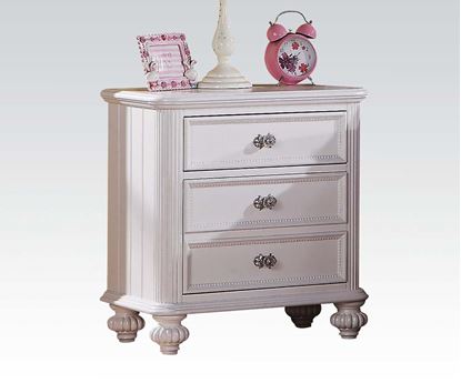 Picture of Athena White Finish Nightstand w/ Glass Hardware Drawers