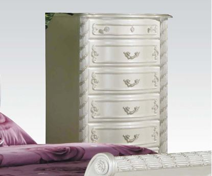 Picture of Pearl White Finish Wood 5 Drawers Chest
