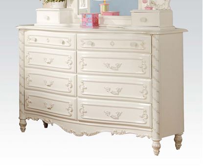 Picture of Pearl White Finish Wood 8 Drawer Dresser