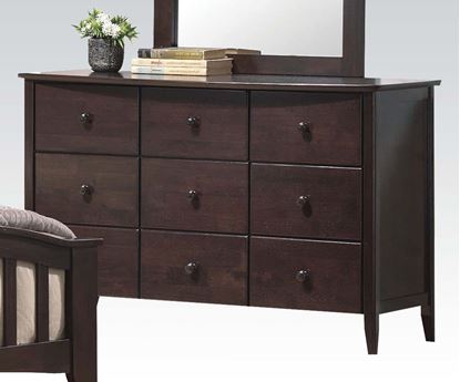 Picture of San Marino Transitional Walnut Finish 9 Drawer Dresser