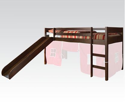 Picture of Modern Espresso Kids Twin Loft Bed with Slide 