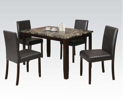 Picture of 5Pc Pk Bk Faux Marble Dining Set  W/P2