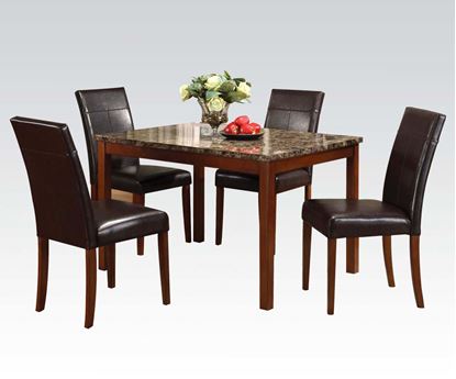 Picture of Faux Marble Top Expresso Leg 5 PCs. Dining Set