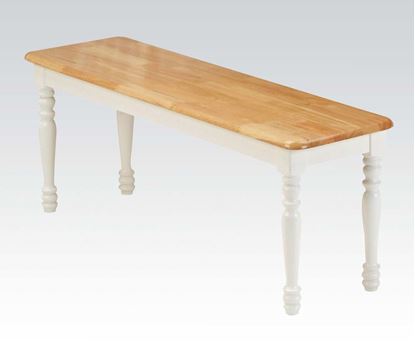 Picture of Farmhouse Solid Wood Natural/ White Solid Wood Dining Bench